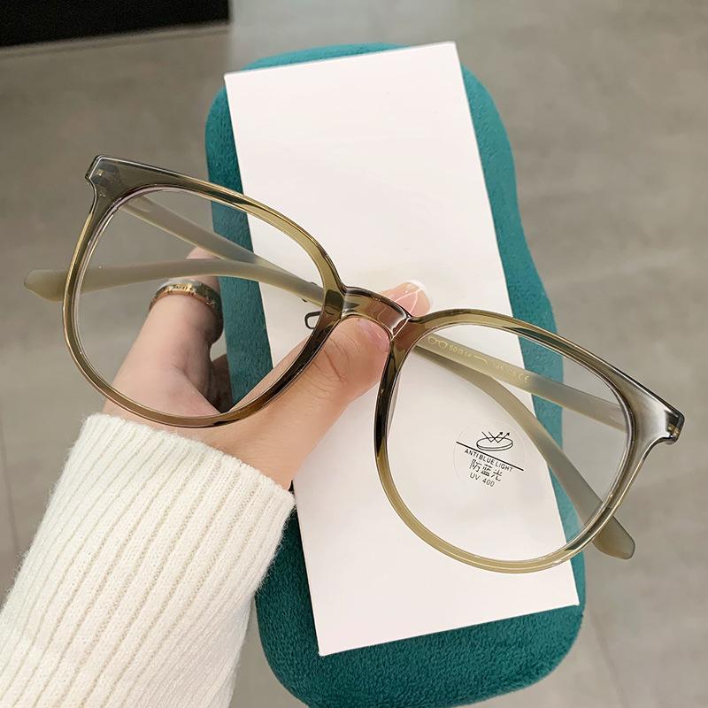 Brown Frame Glasses, Men'S And Women'S Tide Anti-Blue Light Glasses, Can Be Equipped With High-Degree Flat Glasses Tr1144