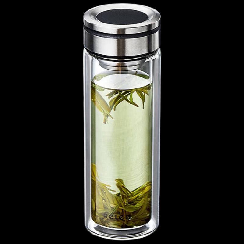 RELEA Double-Layer Glass Tea Infuser Mug