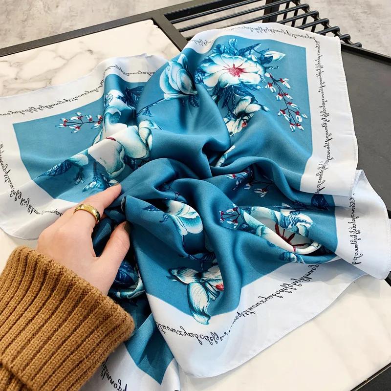 70*70cm Fashion Handkerchief Neck Scarf For Women Small Shawl Silk Satin Hair Scarfs Female Square Headband Bandana Head Scarves