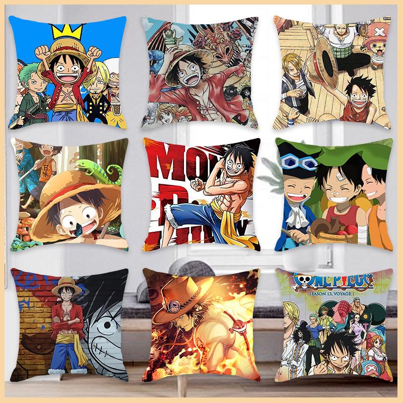 One Piece Anime Plush Pillow - Soft Cartoon Cushion for Sofa or Living Room
