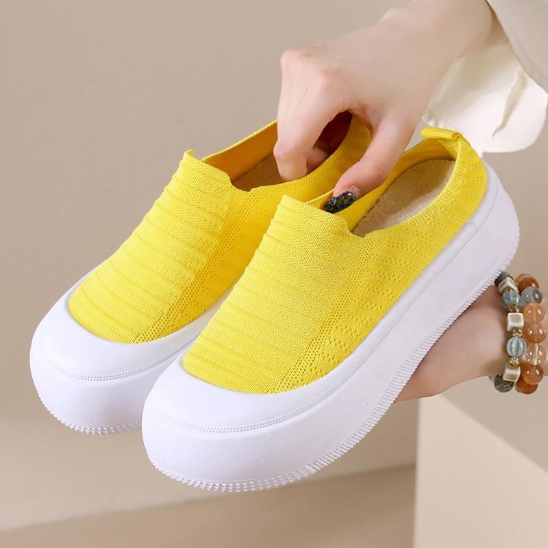 

Summer new simple thick-soled fly-woven half-tray versatile casual women s shoes breathable minimalist fisherman shoes 41 жёлтый