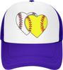 Softball Heart Graphic Trucker Hat Polyester Mesh Adjustable Baseball Cap Casual for Men Women