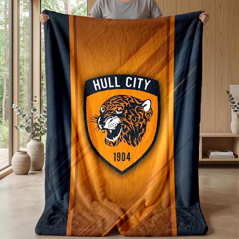 Couverture en Flanelle Polaire Hull FC Couverture Douillette Chaude Confortable Pour Canapé Lit Voyage Utilisation Toutes Saisons