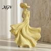 Modern Desk Accessories Woman Statue, Resin Art Sculpture for Living Room Mantel Shelf Decor, Female Housewarming Gifts New Home Figurine, Wide