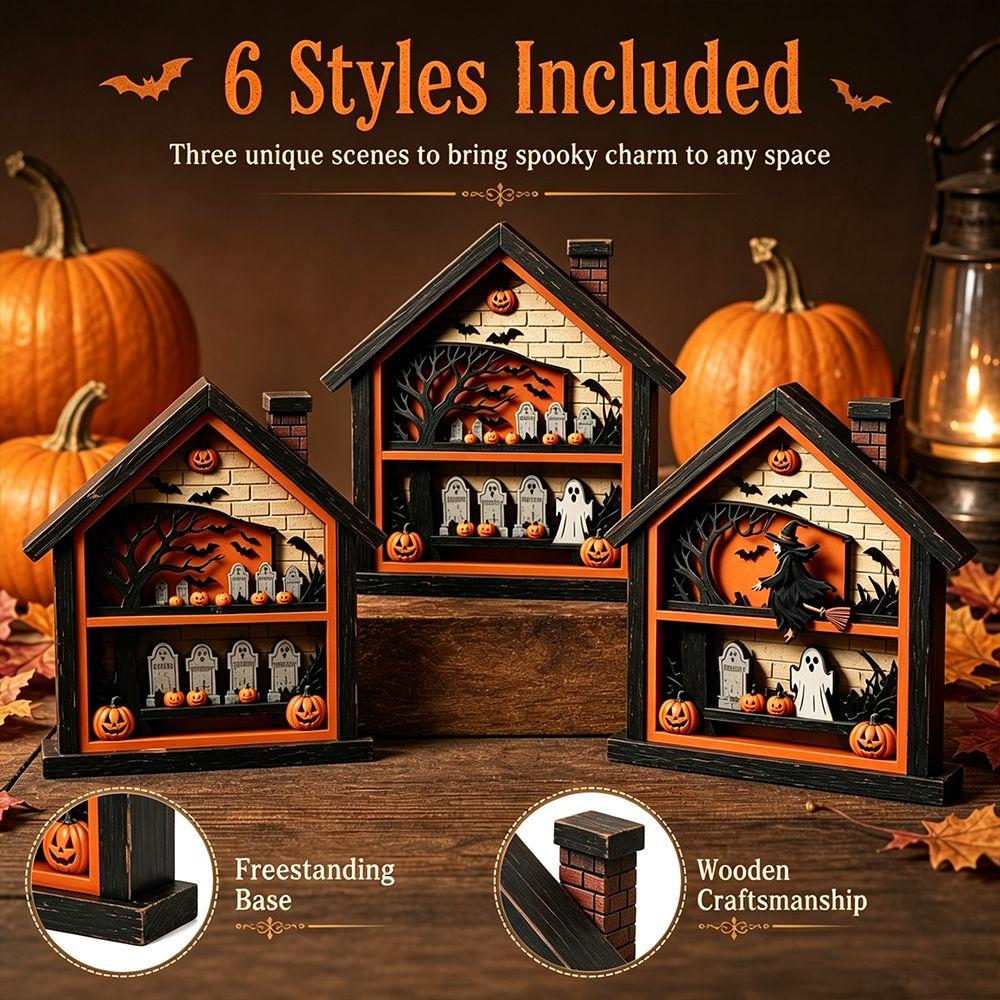 Layered Structure Halloween Haunted House Decoration Tabletop Halloween Decor