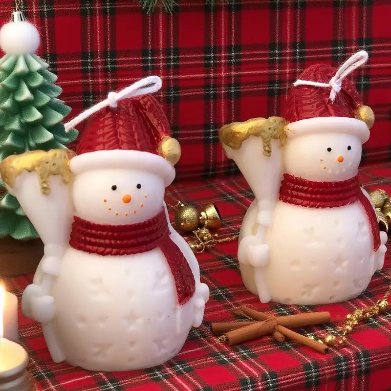 2025 Neu Weihnachten Elch Hut Schneemann Silikon Kerzenform Handgemacht Weihnachten Schneemann Aromatherapie Harzform DIY Party Geschenk
