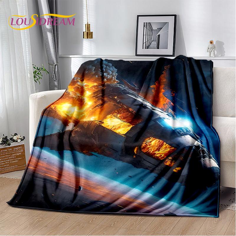 Spaceship  Spacecraft Universe UFO Blanket,Flannel Soft Throw Blanket for Home Bedroom Bed Sofa Picnic Office Hiking Kids Cover