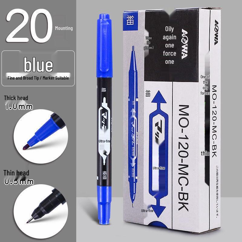 Pack of 10 [Newcomer 0.01] Dual-Tip Black Marker Pens: Fine & Broad, Oil-Based, Waterproof.