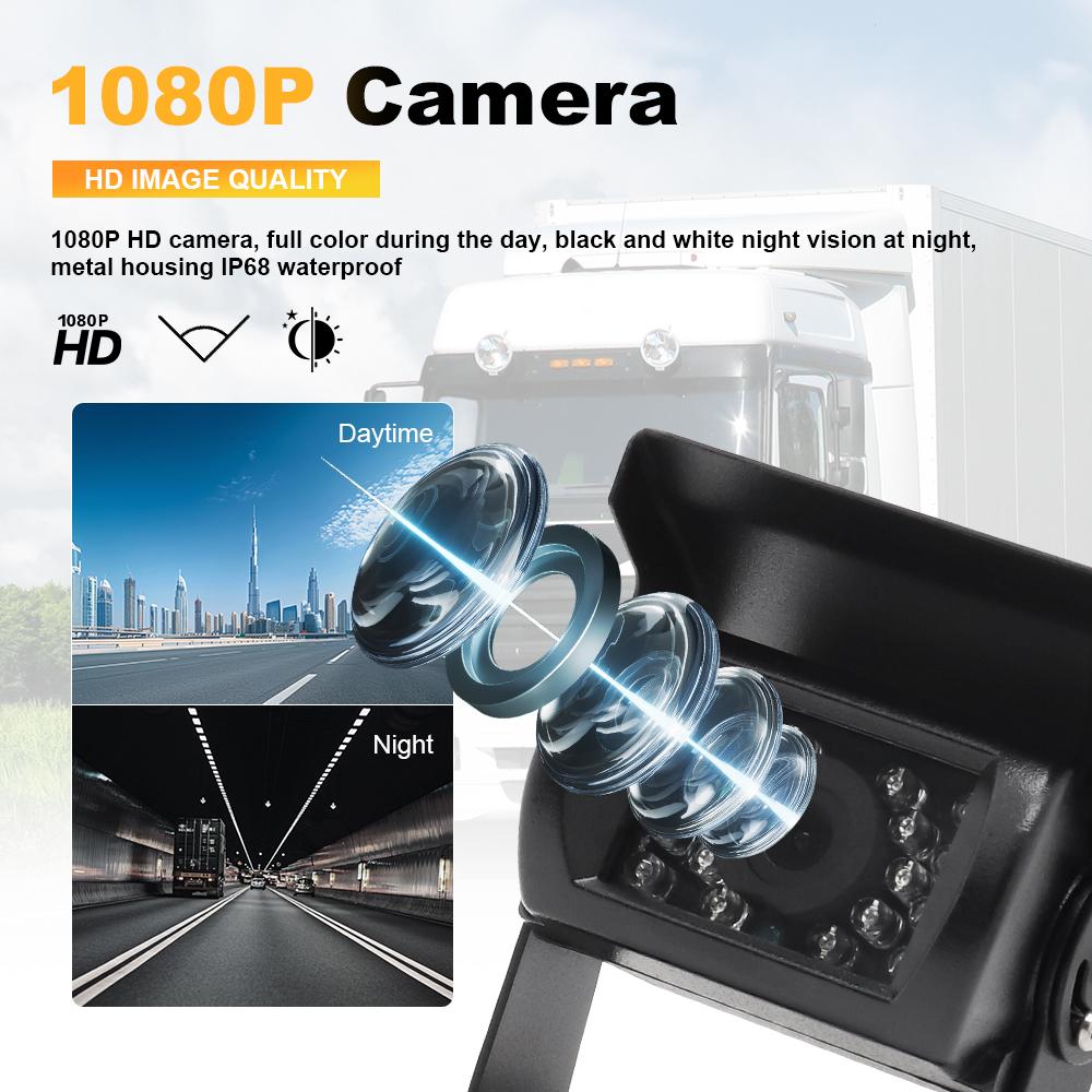7" Wireless Reverse Camera System HD Night Vision Rear View Monitor for Truck RV Bus Trailer Excavator 12V-24V Backup Camera