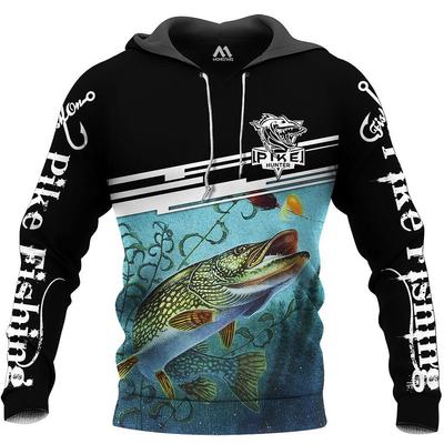 Deep Sea PIKE Fishing Printed Hoodie 3D Men's and Women's Fish Hunting Enthusiast Sweatshirt Fashion Oversized Sudaderas Top