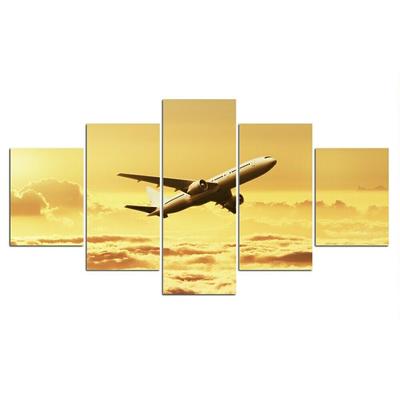 5 Stück Reiseflugzeug Sonnenaufgang Dekor 5 Stück Bilder Wandposter HD-Druck Home Decor 5 Panel Raumdekor Moderne abstrakte Leinwand