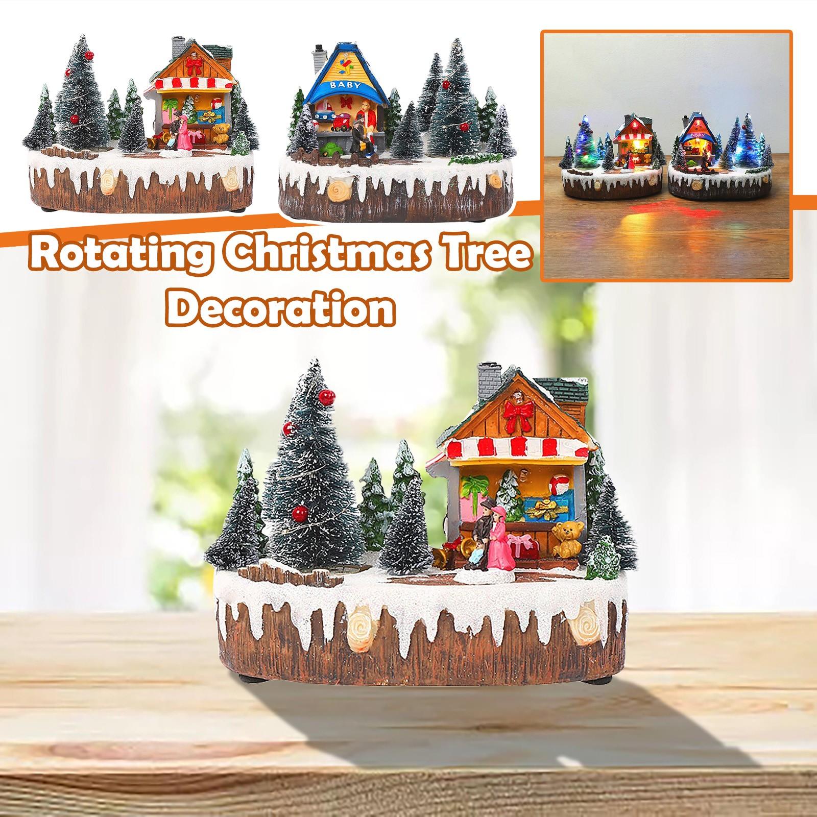 

Рождественский снежный дом, деревня, светодиодный свет, люминесцентные украшения с музыкой, праздник, рождественская елка, фестиваль, дом, домашний декор