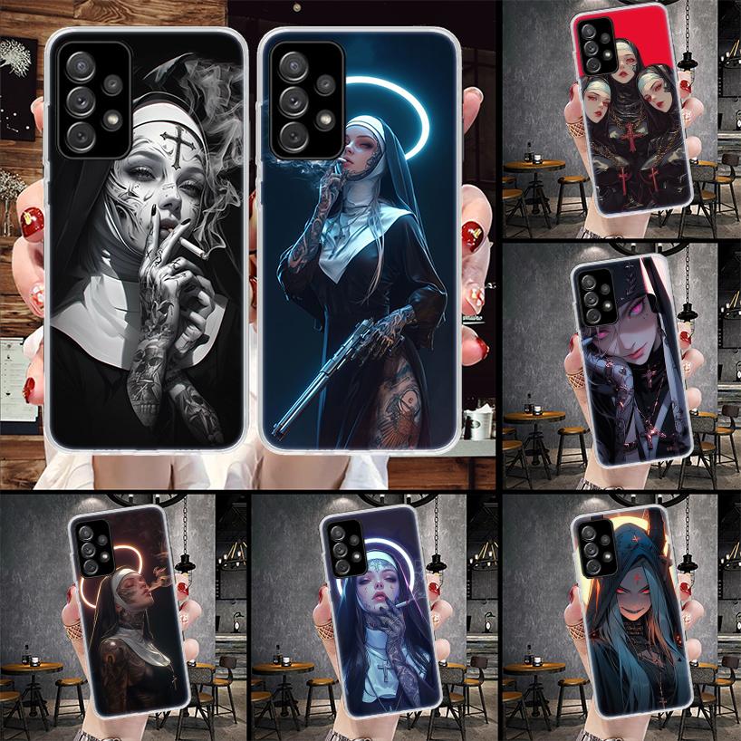 Dark Demon Nun Soft Phone Case For Samsung Galaxy A13 A14 A15 A16 A17 A53 A54 A55 A56 A57 A33 A34 A35 A36 A37 A23 A24 A25 A26 Ga
