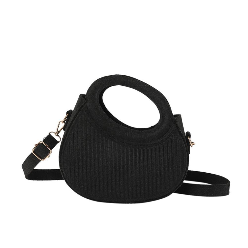 PU Leather Hobos Handbag Half Moon Bag Pleated Shoulder Bag Ins Felt Crossbody Bag Shopping