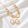 Retro Irregular Hollow Metal Necklace Stud Earrings Ins Style Advanced Sense Light Luxury Personality Versatile Necklace Earring Cover