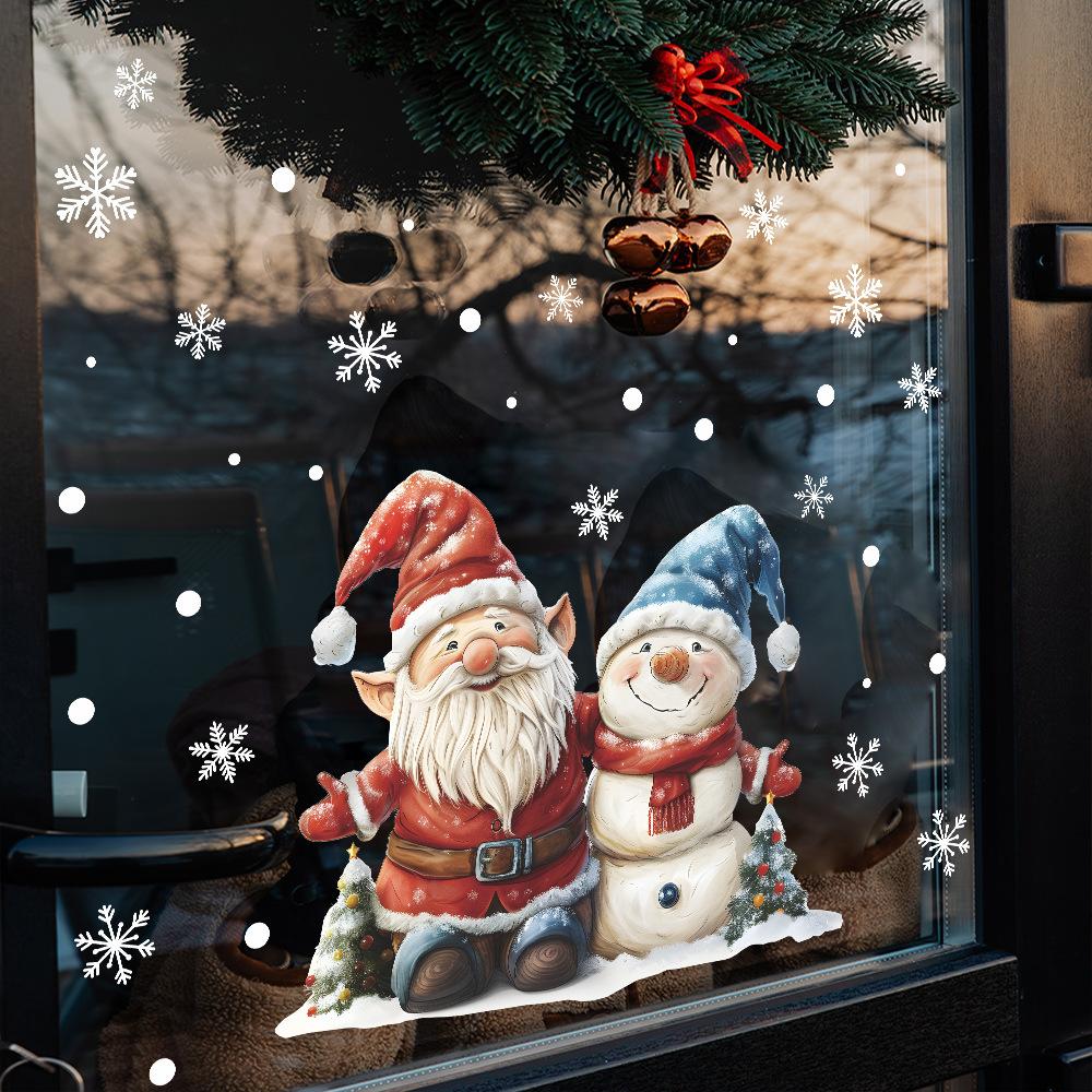 Fun-f212 Christmas Holiday Snowmen Santa Claus Balcony Glass Window Beautify Decorative Window Stickers