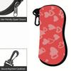 Cute Pink Heart Print Soft Fabric Sunglasses Case,Portable Lightweight Eyewear Pouch,Protective Spectacle Bag for Women Girls Travel Daily Use