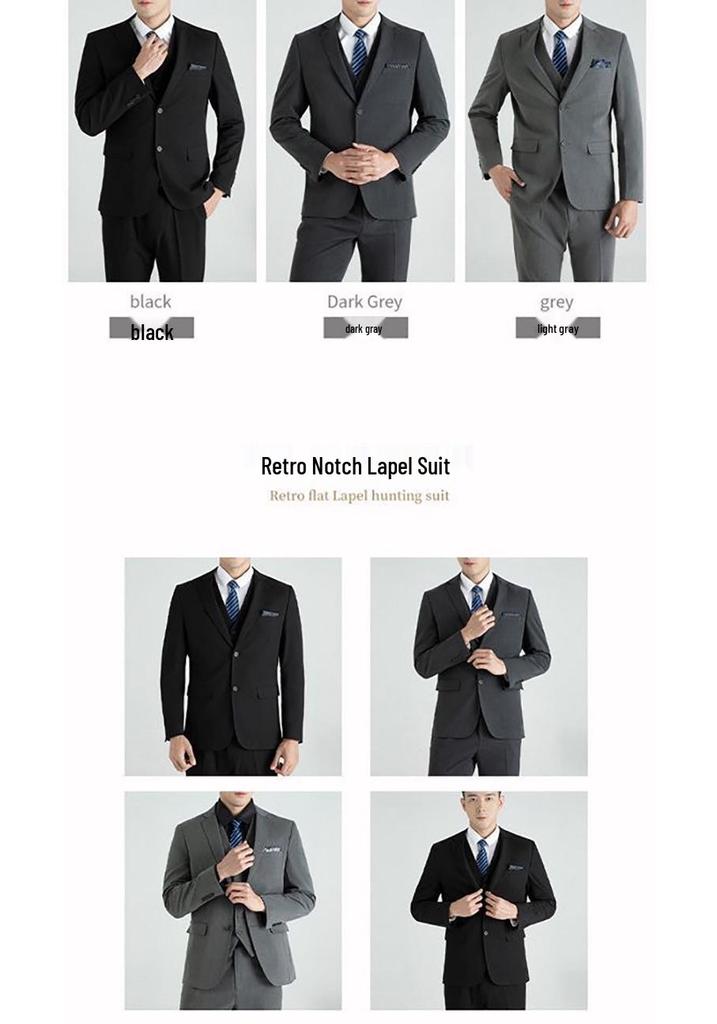 Men's Slim-Fit Business Casual Suit Set for Weddings and Interviews
