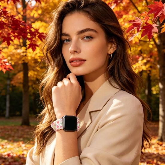 Elastische Scrunchie Horlogeband Scrunch Stof Rekbare Band Schattige Print Band voor Apple Watch Series Dames Meisjes Armband Horlogeband