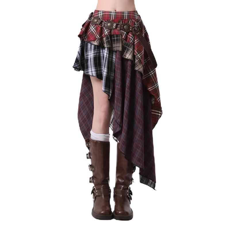 Retro Y2K Plaid Pleated Mini Skirt - High Waist, Sporty Style, Spring/Summer Fashion for Women