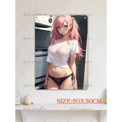 Μεταλλική Τέχνη Τοίχου Κορίτσι Anime, Διακόσμηση Τοίχου Πόρτας 30x20cm