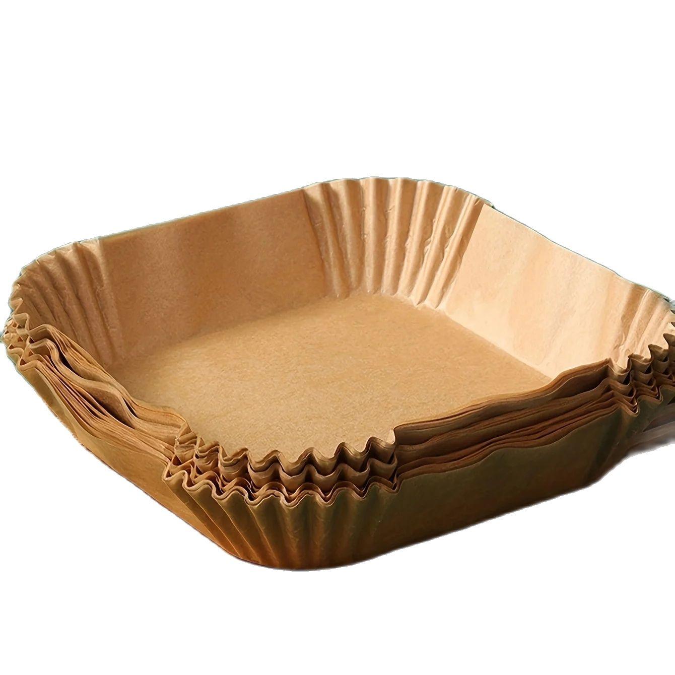 

50 шт. одноразовая бумага для фритюрницы аксессуары для фритюрницы квадратный круглый маслостойкий антипригарный коврик для выпечки в духовке жёлтый