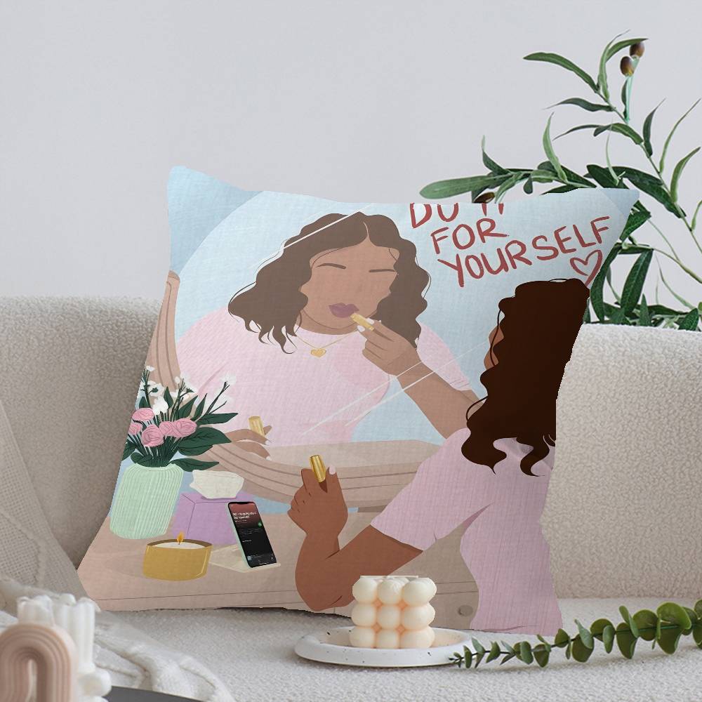 Feminist Fashion Art Pink Girl Cushion Cover Decorative Pillow Sofa Home Decor case pillow cases