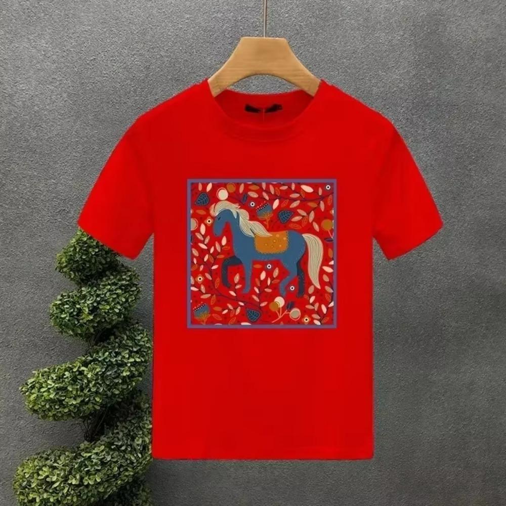 Cute Horse Style Luxury Brand Cotton Letter Print Couple T-Shirt Summer Harajuku MenWomen Short Sleeve T-shirt Men's Clothing