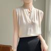 Satin Imitation Silk V-neck Sling Vest Women's Summer Suit with Sleeveless Shirt Hanging Neck Solid Color Top