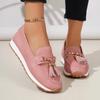 Fashion Fashion Tassel Decoration Slip On Loafers Women 2025 Summer Round Toe Wedge Low Heel Pumps Soft Sole Non Slip Casual Shoes