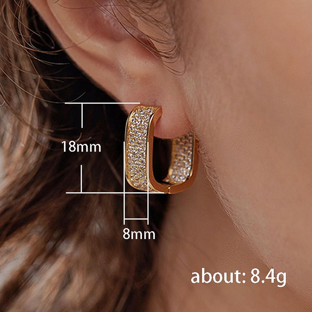 4 Stile Luxus voller Zirkon glänzende geometrische quadratische Creolen für Frauen Temperament Gold Farbe Edelstahl Korea Schmuck Geschenk