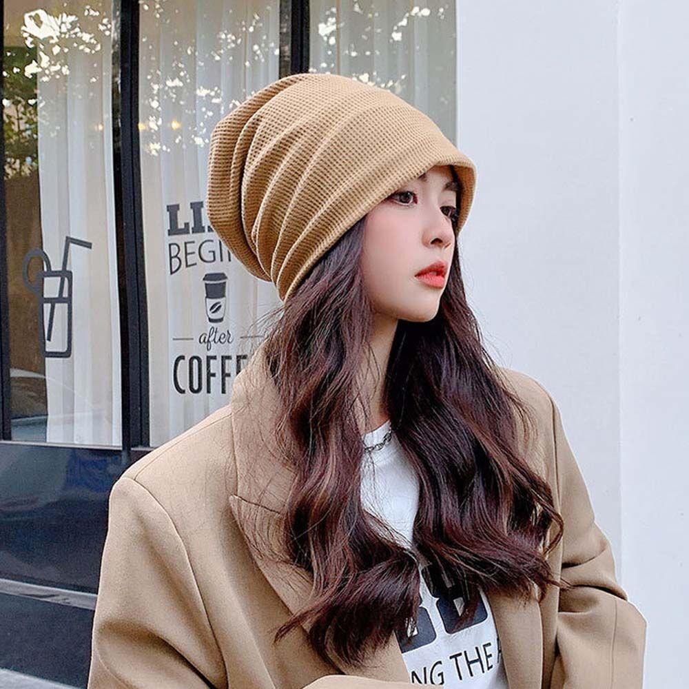 Breathable Retro Fashion Hip Hop Autumn Winter Women Striped Bonnets Turban Hat Pile Cap Beanie Hat