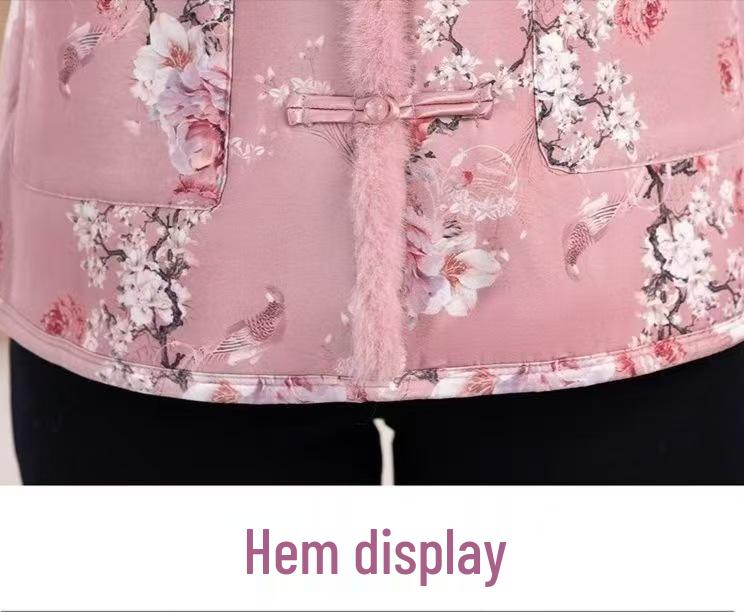 Women's Chinese-Style Fleece-Lined Cotton Jacket: Winter Thickened Retro Outerwear with Frog Buttons