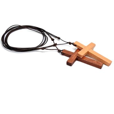 Personality Wooden Cross Pendant Necklace For Men Women Minimalist Party Jewelry Gifts