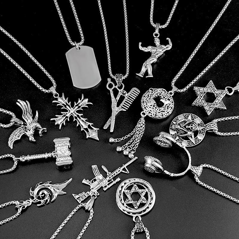 Trendy Titanium Steel Men's Dog Tag Necklace - Hip-Hop Style Pendant Chain