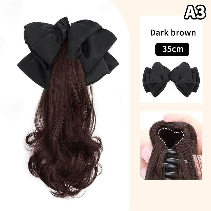 

Синтетическая длинная кудрявая резинка для волос с бантом, повязка на голову, заколка для волос, натуральная накладка для волос, пушистый парик, накладные пряди, шиньоны для женщин