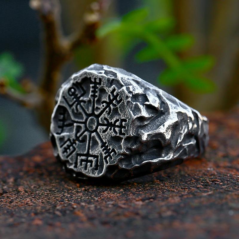 

BEIER 2022 New Design Viking Runes Compass Stone Ring Nordic Viking Totem Odin Meteorite Fashion Jewelry Wholesale 7