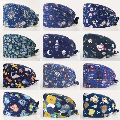 99Styles Surgical Hat Print Bouffant Cotton Elastic Nurse Hat Oil-proof Dust-proof Hair Cover Adjustable