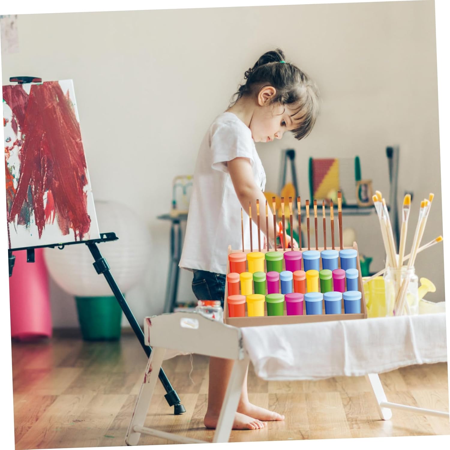 

Milisten Paint Storage Shelves Model Paint Rack for Paints Kaboodle Organizer Storage Box Makeup Brush Holder for Vanity Ribbon Organizer Craft