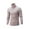 2025 Spring And Autumn New European And American High Neck Men'S Solid Color Twisted Flower Sweater Youth Long Sleeve Knitted Sweater