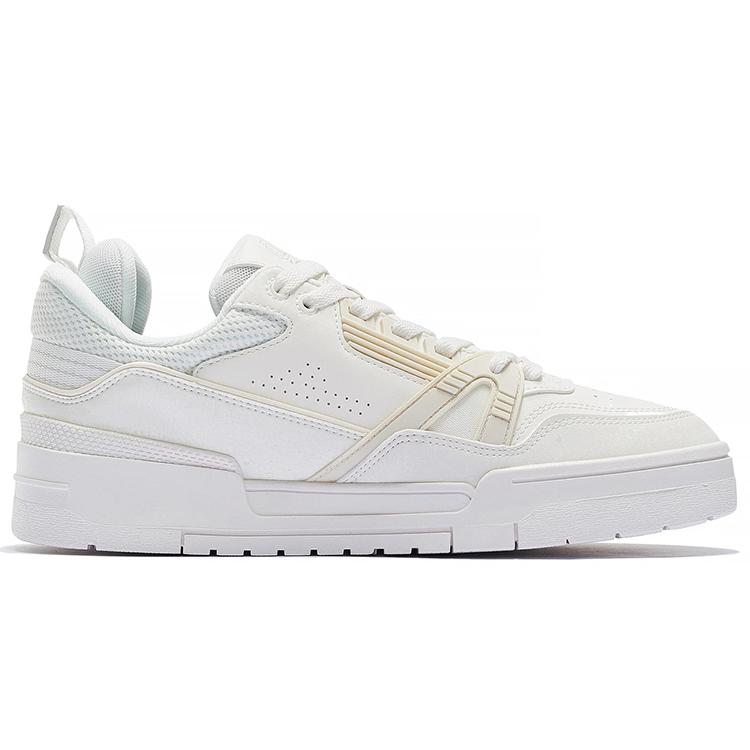 Li Ning 001 BTC Fabric Low top Slip Resistant, Abrasion Resistant, Lightweight Skateboard Shoes Men's White AGCS103-1