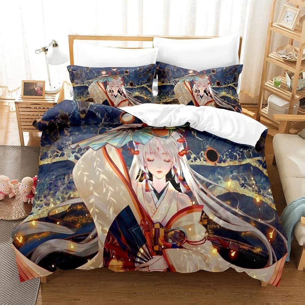 3D Printing Game Kawaii Girls Onmyoji Bedding Set Single Twin Full Queen King Size Bed Set Adult Kid Bedroom Duvet Cover Sets