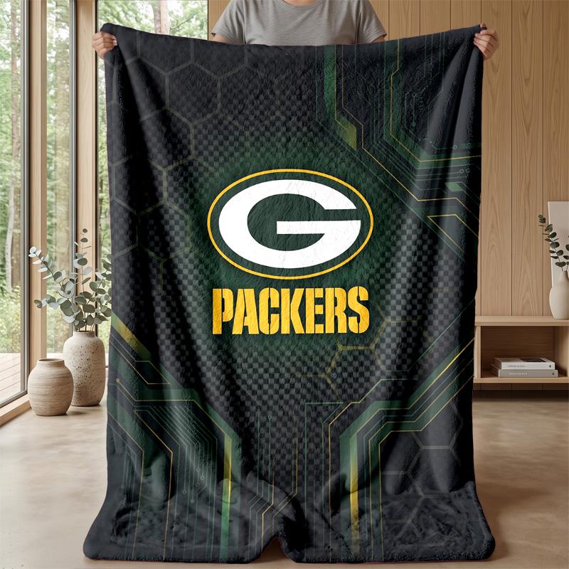 Green Bay Packers Flannel Fleece Blanket Cozy Warm Throw Blanket For Couch Bed Travel All Season Use