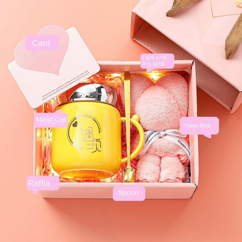 4pcs Water Cup Gift Box Ceramic Cup Creative Simplicity Mark Cup Opening Event Gift Companion Gift Set Office Cup Birthday Gift