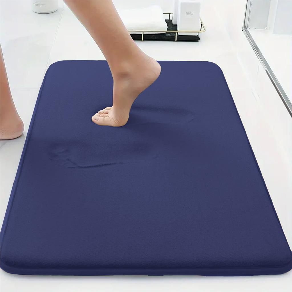 Solid Color Thickened Flannel Bathroom Absorbent Cushion Furry Toilet Shower Room Non-slip Floor Mat Entrance Mat