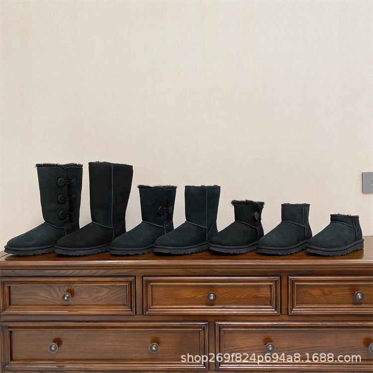 Sangpo snow boots women's fur integrated classic long tube piled thickened real wool warm cotton shoes men's winter shoes