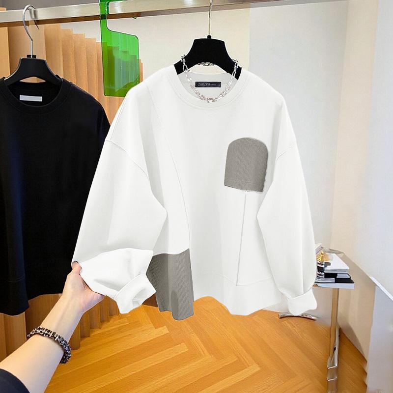 ZANZEA Women Casual Round Neck Long Sleeve Loose Splice Sweatshirts