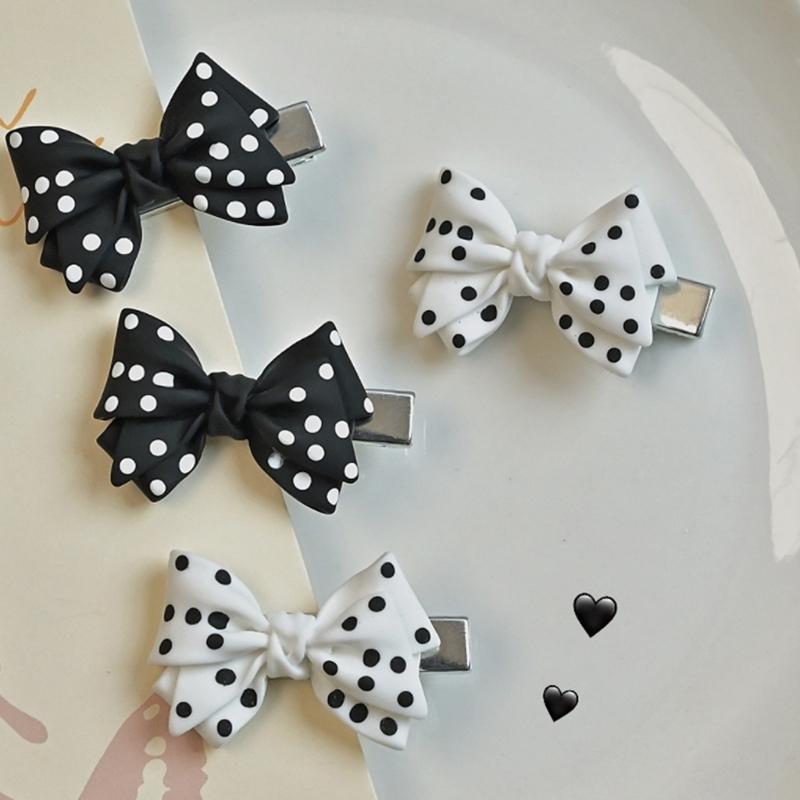 Women Hair Rope Dot Hair Bows Elegant Hair Clip Lady Barrettes Hair Style Clip