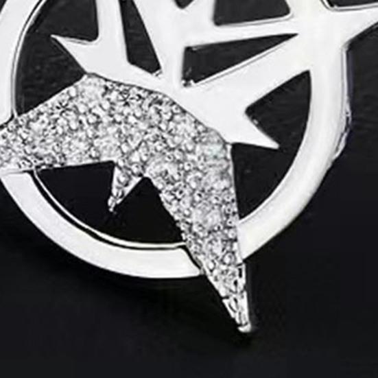 Brooch Six-Pointed Star Alloy Brooch Sparkling Rhinestones Inlaid Suit Corsage Shirt Collar Pin Personalized Badge Buckle