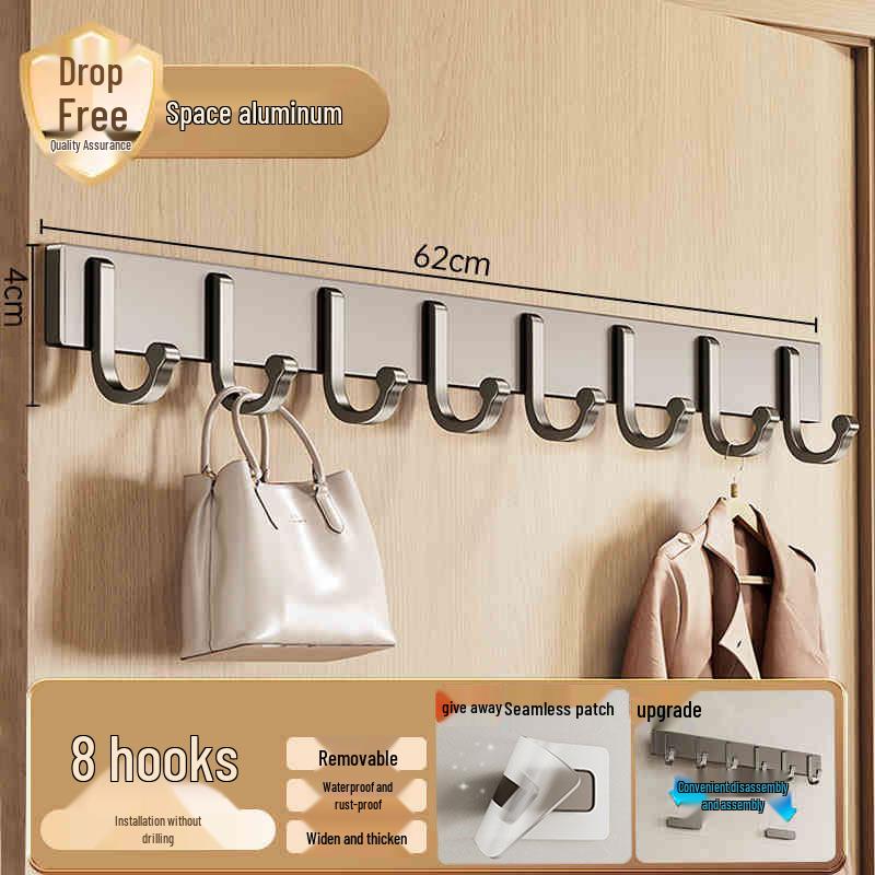Milky White No-Drill Adhesive Over-the-Door Towel & Clothes Hook